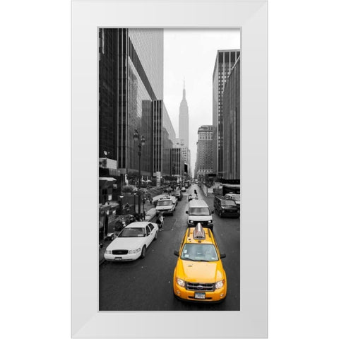 Taxi in Manhattan, NYC White Modern Wood Framed Art Print by Ratsenskiy, Vadim
