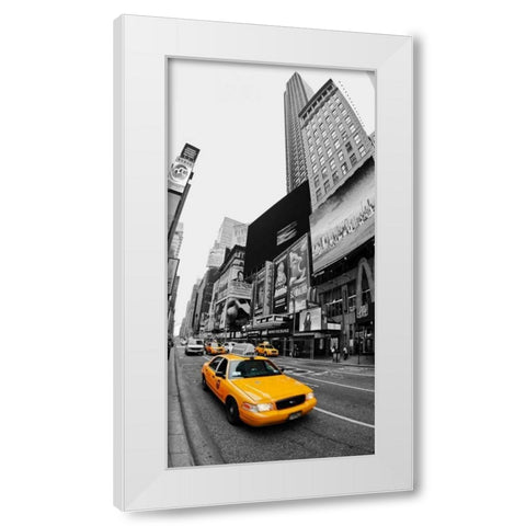 Taxi in Times Square, NYC White Modern Wood Framed Art Print by Ratsenskiy, Vadim