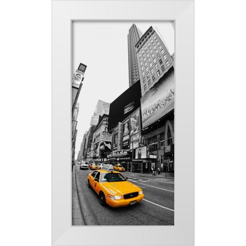 Taxi in Times Square, NYC White Modern Wood Framed Art Print by Ratsenskiy, Vadim