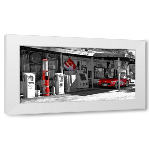 Vintage gas station on Route 66 White Modern Wood Framed Art Print by Ratsenskiy, Vadim