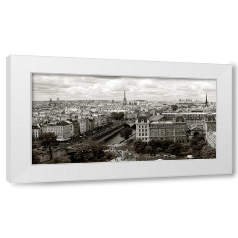 Paris Panorama White Modern Wood Framed Art Print by Ratsenskiy, Vadim