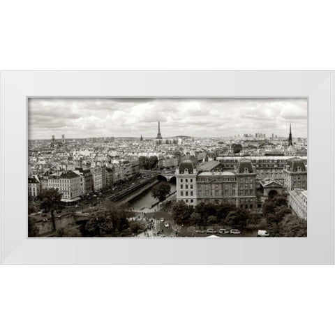Paris Panorama White Modern Wood Framed Art Print by Ratsenskiy, Vadim