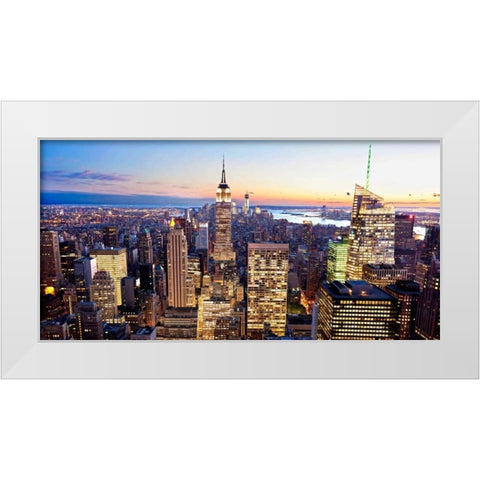 Aerial view of Manhattan, NYC White Modern Wood Framed Art Print by Ratsenskiy, Vadim