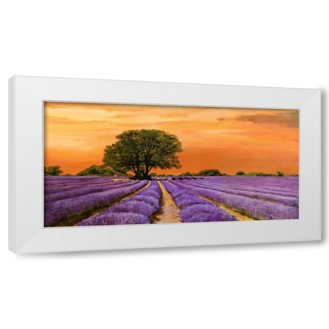 Campo al tramonto White Modern Wood Framed Art Print by Sella, Valerio