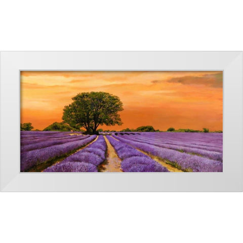 Campo al tramonto White Modern Wood Framed Art Print by Sella, Valerio
