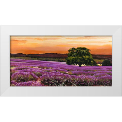 Campo di lavanda White Modern Wood Framed Art Print by Sella, Valerio