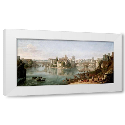 The Tiber in Rome White Modern Wood Framed Art Print by van Wittel, Gaspar