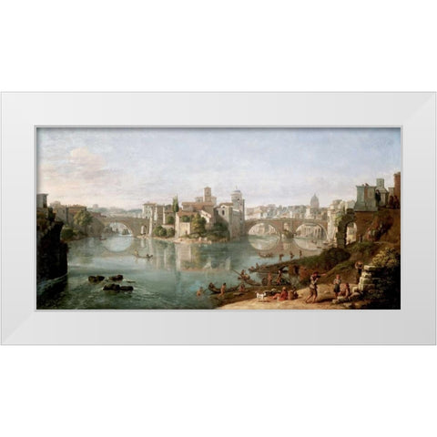 The Tiber in Rome White Modern Wood Framed Art Print by van Wittel, Gaspar