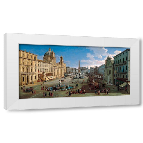 Piazza Navona Rome White Modern Wood Framed Art Print by van Wittel, Gaspar