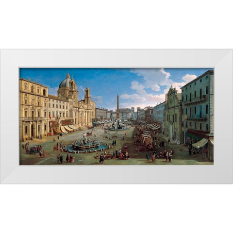 Piazza Navona Rome White Modern Wood Framed Art Print by van Wittel, Gaspar