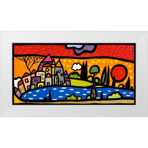 Tramonto sul lago White Modern Wood Framed Art Print by Wallas