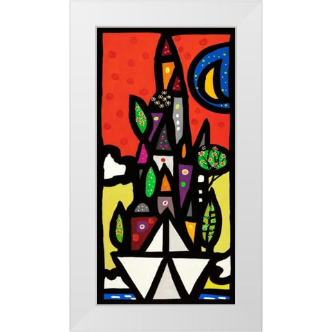 Il paese vive sulla piccola barca White Modern Wood Framed Art Print by Wallas