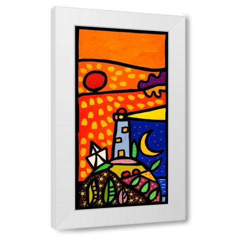 Faro nella notte White Modern Wood Framed Art Print by Wallas