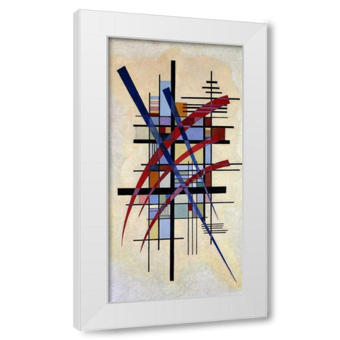 Zeichen mit Begleitung White Modern Wood Framed Art Print by Kandinsky, Wassily