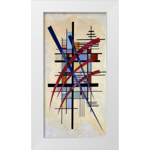 Zeichen mit Begleitung White Modern Wood Framed Art Print by Kandinsky, Wassily