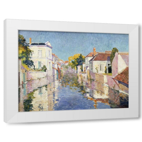 A Canal in Burano Venice White Modern Wood Framed Art Print by Mathieu, Paul