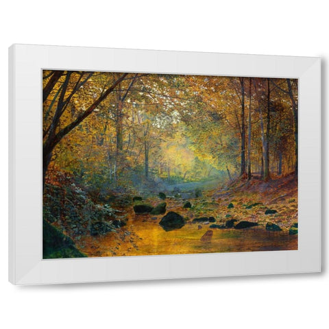 On the River Greta England White Modern Wood Framed Art Print by Grimshaw, John Atkinson