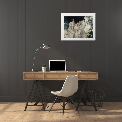 The Wyndham Sisters White Modern Wood Framed Art Print by Sargent, John Singer