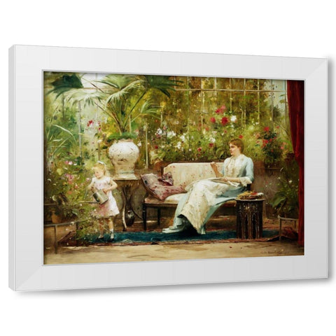 A Willing Helper White Modern Wood Framed Art Print by Munkacsy, Mihaly