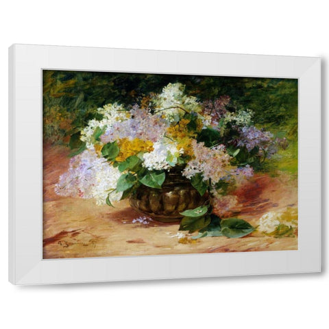 A Still Life of Lilacs White Modern Wood Framed Art Print by Jeannin, Georges