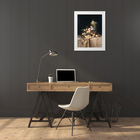 Still Life with Roses White Modern Wood Framed Art Print by Ramsey, Milne