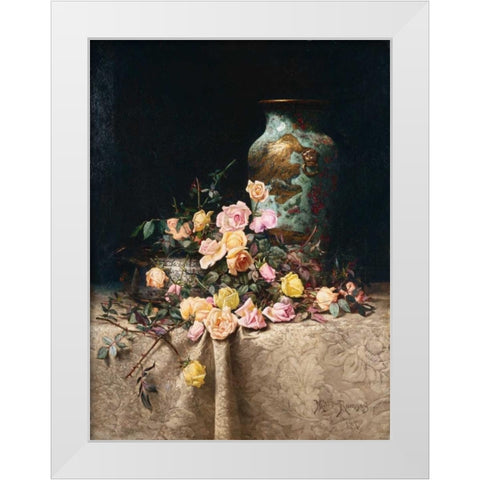 Still Life with Roses White Modern Wood Framed Art Print by Ramsey, Milne