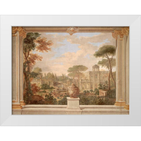 Fresco of Rome landscape White Modern Wood Framed Art Print by Anonymous