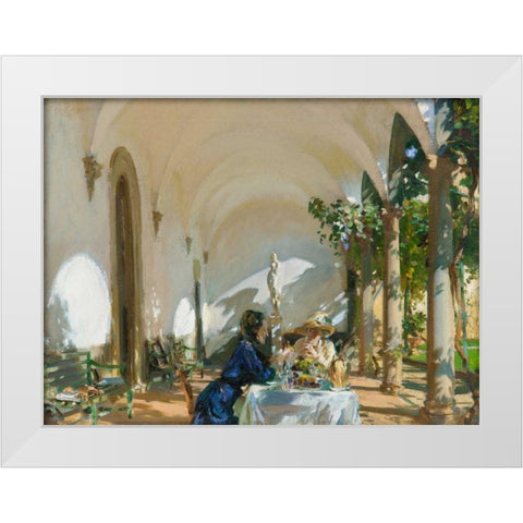 Breakfast in the Loggia White Modern Wood Framed Art Print by Sargent, John Singer