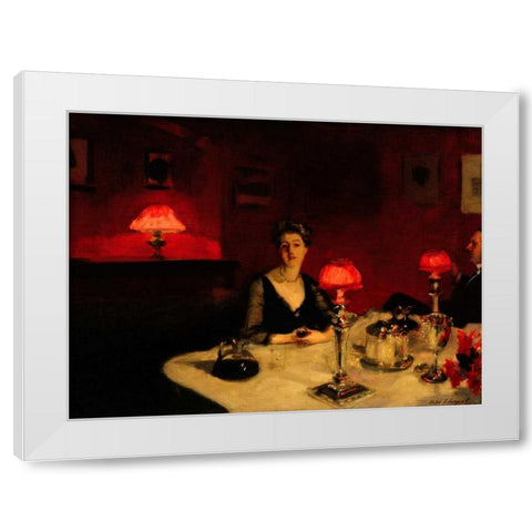 A Dinner Table at Night White Modern Wood Framed Art Print by Sargent, John Singer