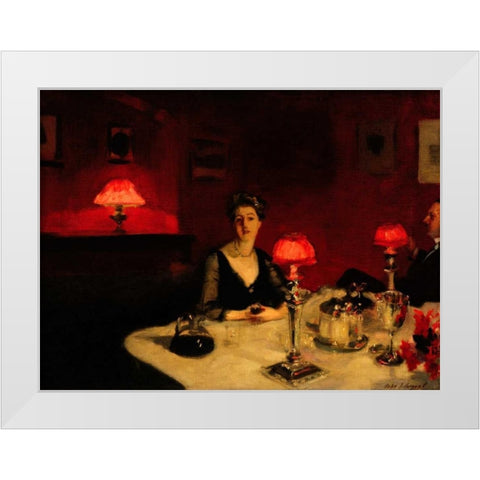 A Dinner Table at Night White Modern Wood Framed Art Print by Sargent, John Singer
