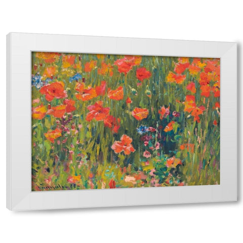 Poppies White Modern Wood Framed Art Print by Vonnoh, Robert William