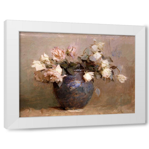 Roses White Modern Wood Framed Art Print by Thayer, Abbott Handerson