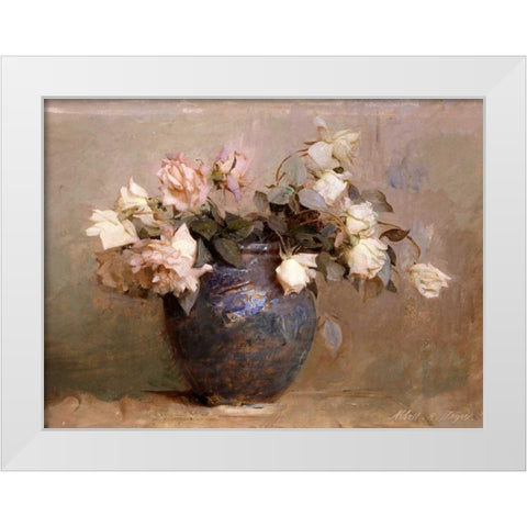 Roses White Modern Wood Framed Art Print by Thayer, Abbott Handerson