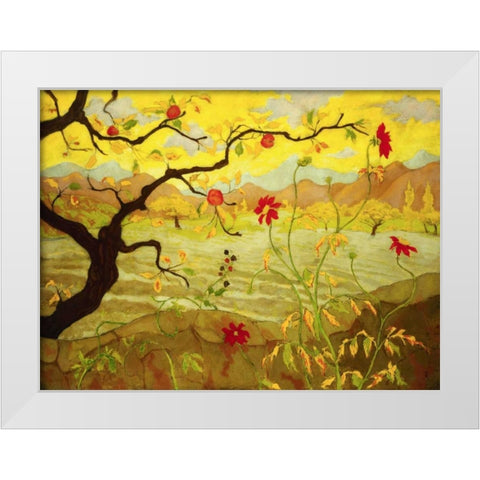 Apple tree with red fruit White Modern Wood Framed Art Print by Ranson, Paul