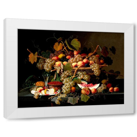 Still Life with Fruit White Modern Wood Framed Art Print by Roesen, Severin