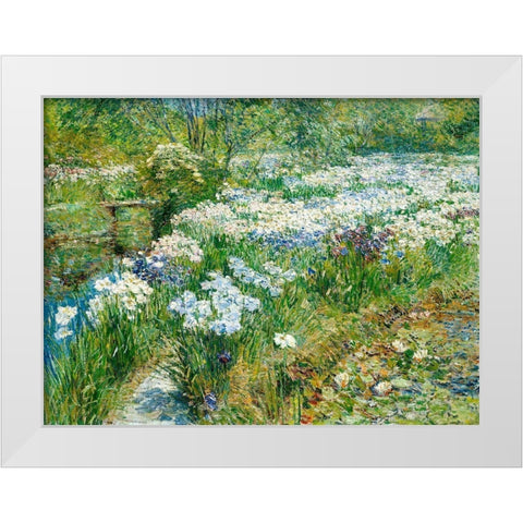 The Water Garden White Modern Wood Framed Art Print by Childe Hassam, Frederick