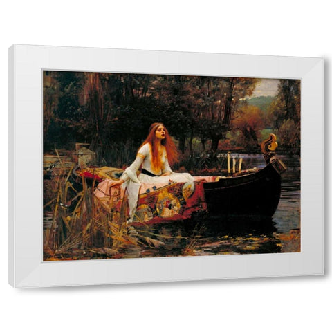 The Lady of Shalott White Modern Wood Framed Art Print by Waterhouse, John William