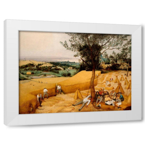 The Harvesters White Modern Wood Framed Art Print by Bruegel the Elder, Pieter