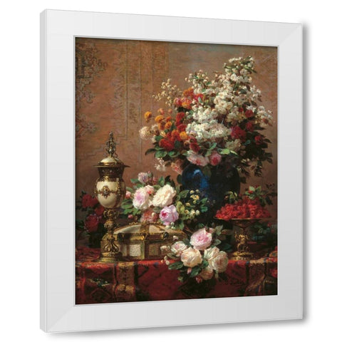 Composition with Roses White Modern Wood Framed Art Print by Robie, Jean-Baptiste