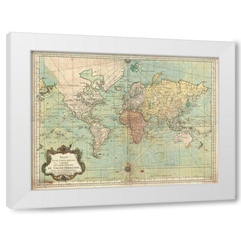 Essay d une Carte reduite du Globe Terrestre 1778 White Modern Wood Framed Art Print by Bellin, N.