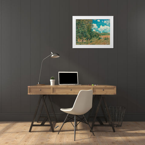 The Road from Versailles to Saint-Germain White Modern Wood Framed Art Print by Sisley, Alfred