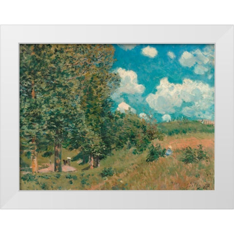The Road from Versailles to Saint-Germain White Modern Wood Framed Art Print by Sisley, Alfred