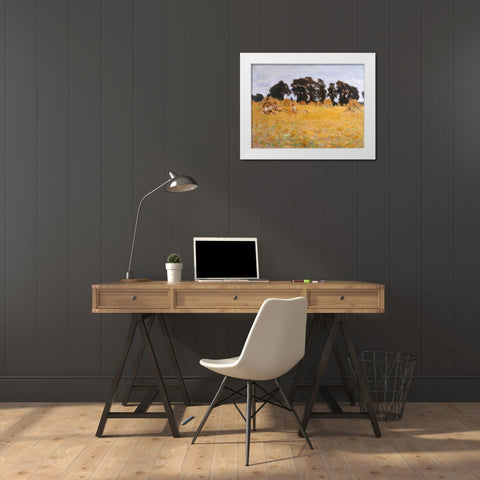 Reapers resting in a Wheat Field  White Modern Wood Framed Art Print by Sargent, John Singer