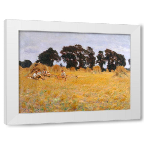 Reapers resting in a Wheat Field  White Modern Wood Framed Art Print by Sargent, John Singer