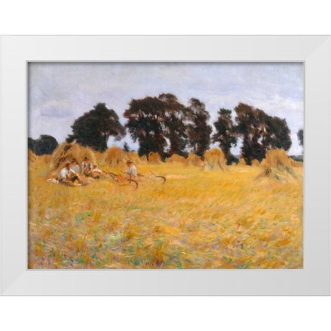 Reapers resting in a Wheat Field  White Modern Wood Framed Art Print by Sargent, John Singer