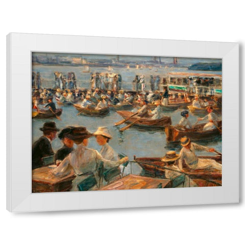 On the Alster in Hamburg   White Modern Wood Framed Art Print by Liebermann, Max