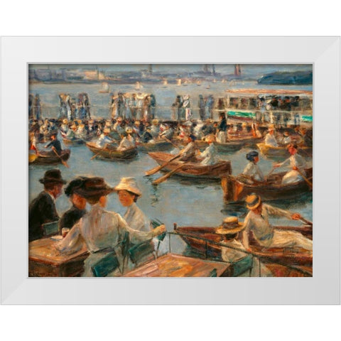 On the Alster in Hamburg   White Modern Wood Framed Art Print by Liebermann, Max