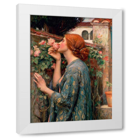 The Soul of the Rose  White Modern Wood Framed Art Print by Waterhouse, John William