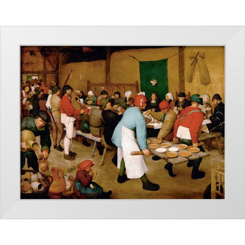 Peasant Wedding White Modern Wood Framed Art Print by Bruegel the Elder, Pieter