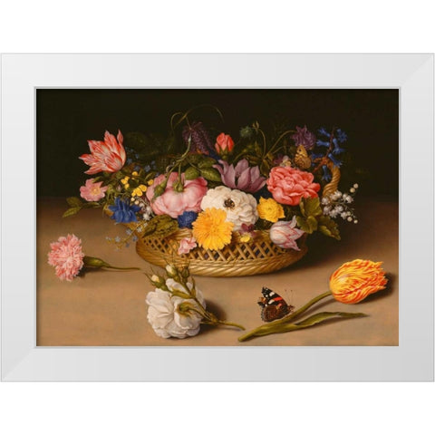 Flower Still Life White Modern Wood Framed Art Print by Bosschaert the Elder, Ambrosius
